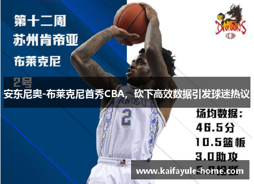 安东尼奥-布莱克尼首秀CBA，砍下高效数据引发球迷热议
